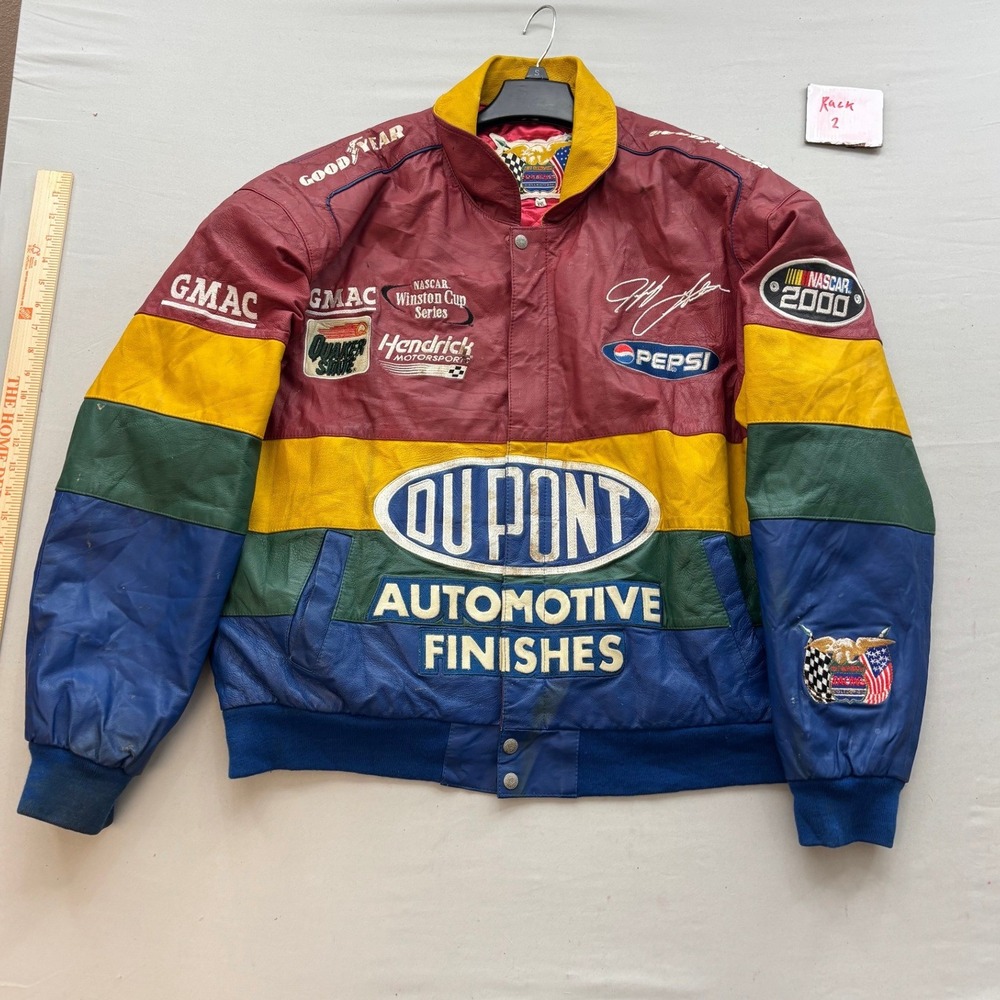 Jeff Hamilton NASCAR 2000 Jeff Gordon DuPont Leather Racing Jacket XXL Multi